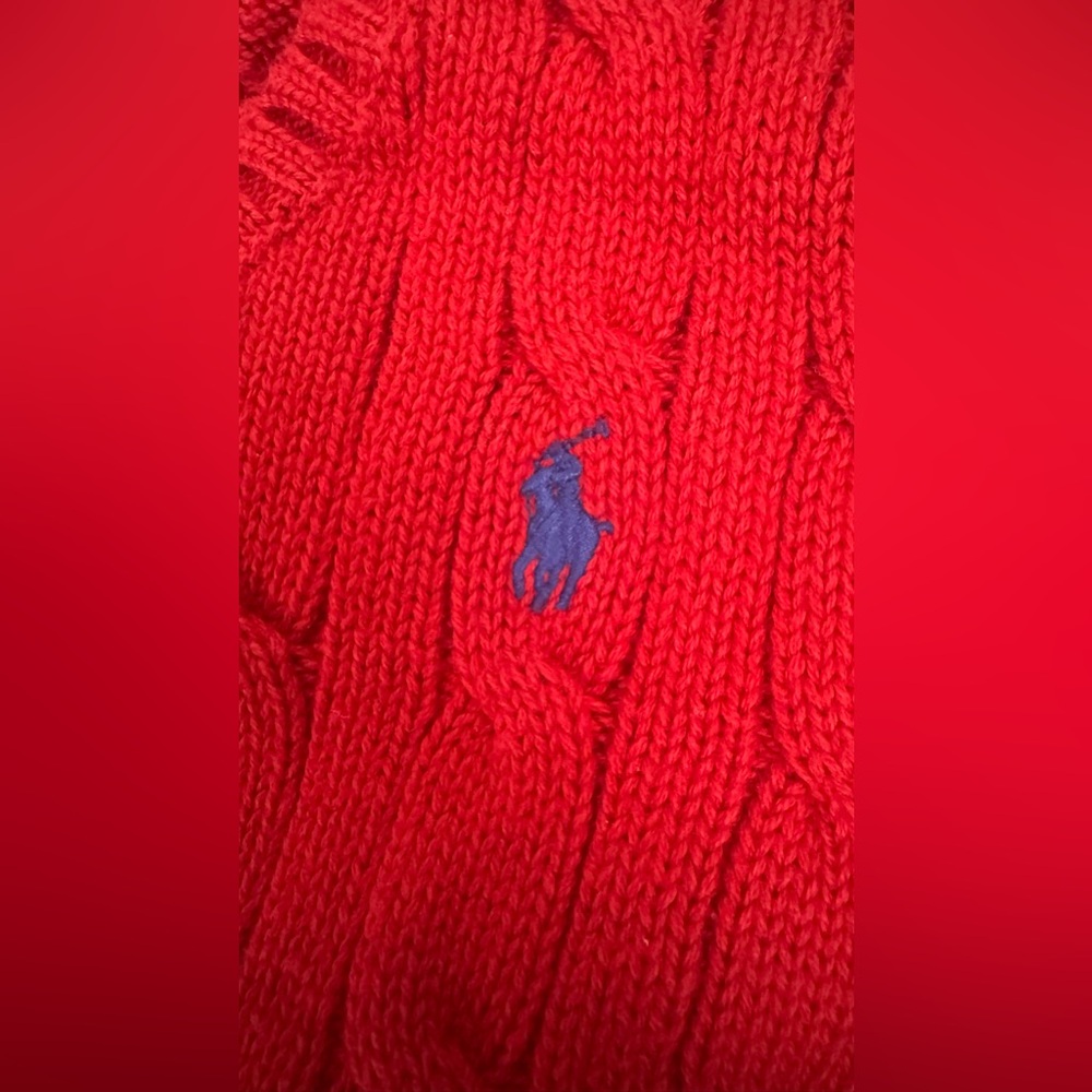 Ralph Lauren red V-Neck Pullover Cable Knit Sweater Vest Size: 18 Months. NWOT - Picture 4 of 6